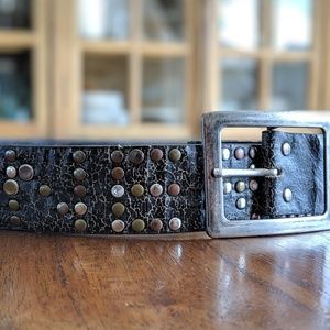 ENERGIE leather and brass studded belt